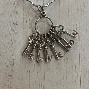 925 Silver Necklace with “I LOVE YOU” key shaped charms 7.5” chain